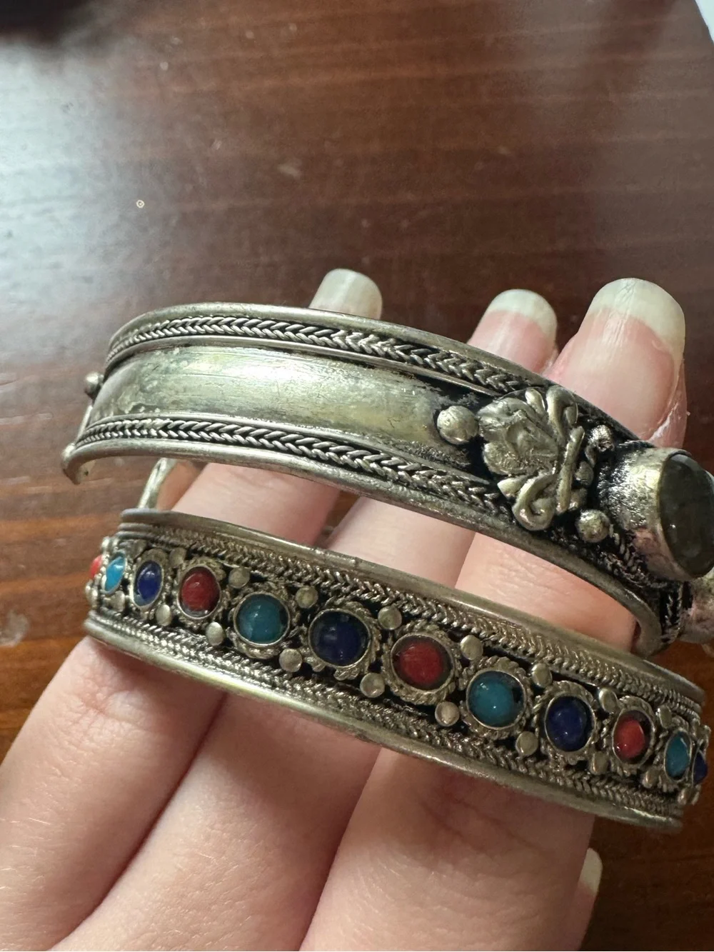 Vintage Lot of Six Silver Tone Rhinestone Bangle Bracelets